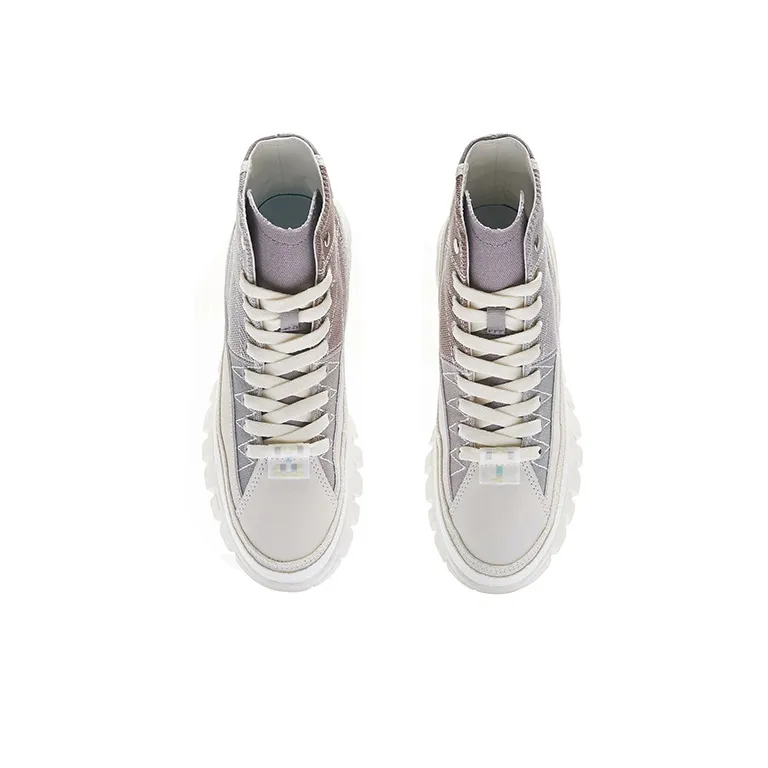 LiNing Wave Casual Shoes Women's High Top Silver Stage Gray/Snow Gray/Vanilla White-3