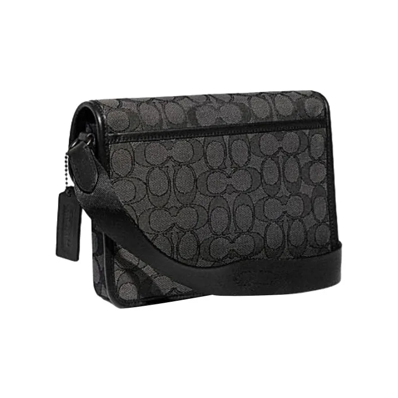 COACH League Monogram Canvas With Genuine Leather Shoulder Bag Crossbody Bag Small Size Men's Black-1