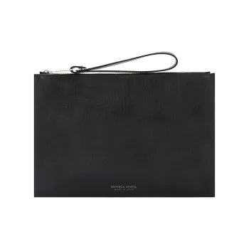 Bottega Veneta Cow Leather Envelope Bag, Clutch Men's Black
