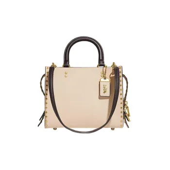 COACH Cow Leather Shoulder Bag Crossbody Bag Handbag 25 Women's Ivory White