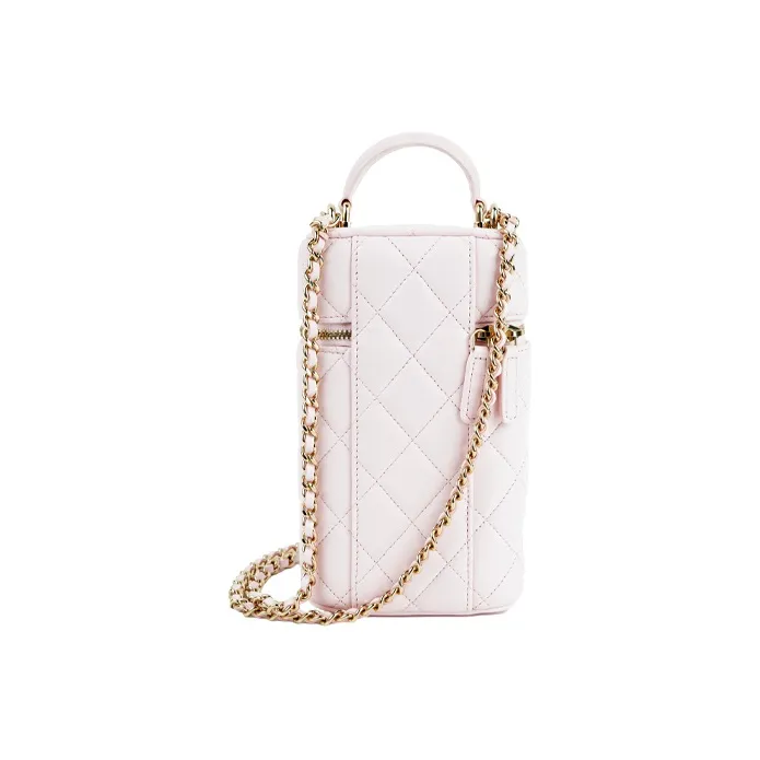 CHANEL Lambskin Chain Bag Cell Phone Pouch Women's Pink-2
