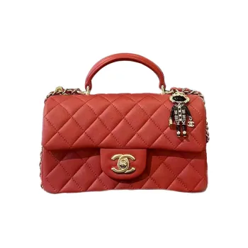 CHANEL Classic Flap CF Lambskin Shoulder Bag, Crossbody Bag, Handbag Mini Women's Red