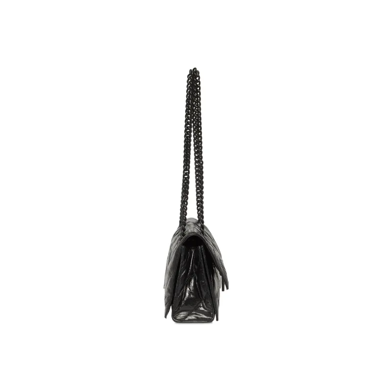 Balenciaga Crush Small Chain Quilted Bag Black-3