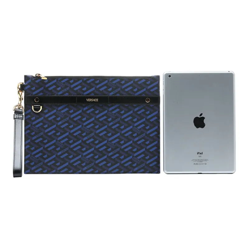 VERSACE Logo Detailed Zipped Clutch Bag-4