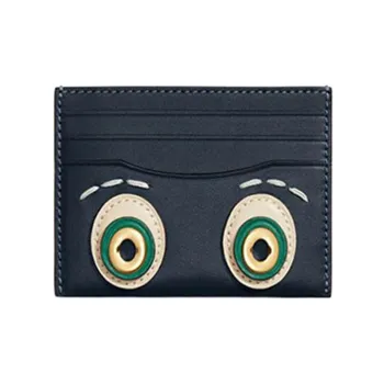 COACH Card Case Cow Leather Coin Purses Card Holders Mini Women's Denim Blue