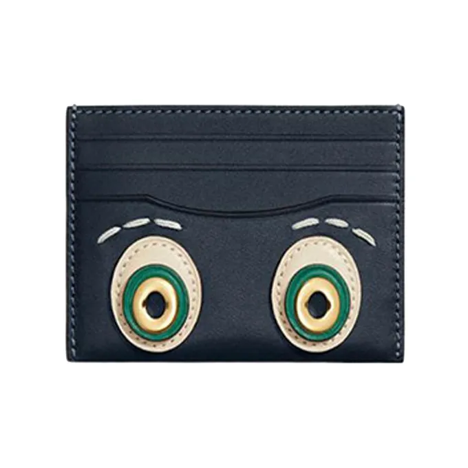 COACH Card Case Cow Leather Coin Purses Card Holders Mini Women's Denim Blue-0