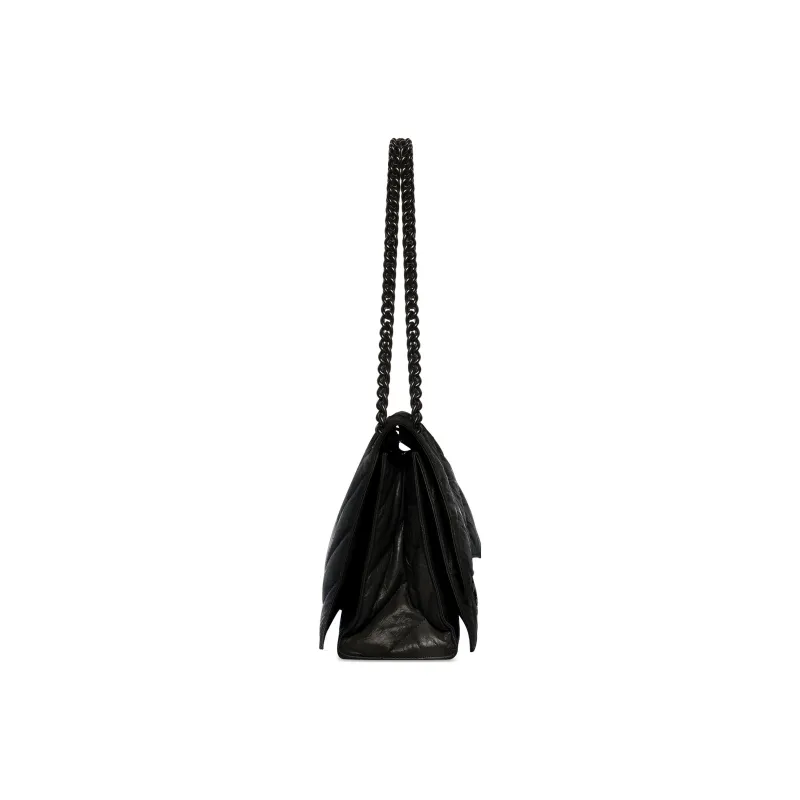 Balenciaga Crush Medium Chain Quilted Bag Black-2