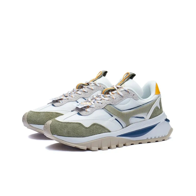 LiNing Durable Breathable Low Top Casual Running Shoes Men's White Green-2