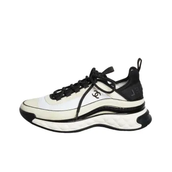 CHANEL Suede Trainer White Black Women's