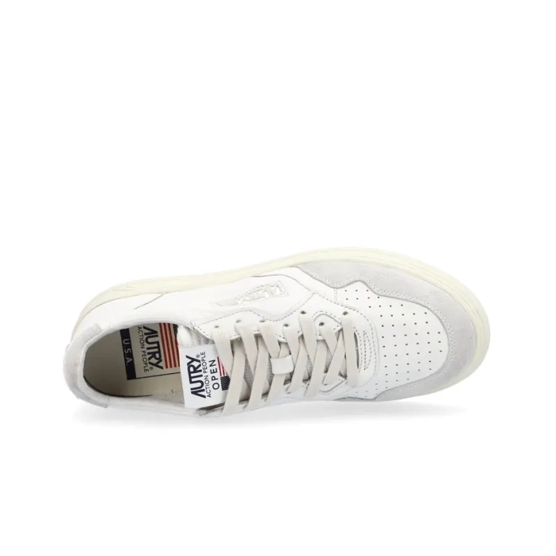 AUTRY Open Low Leather Suede 'White' Women's-2