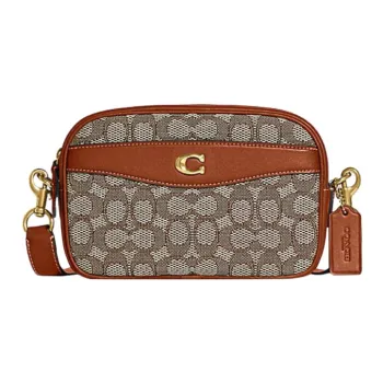 COACH Camera Fabric With Cow Leather Camera Bags Shoulder Bag Crossbody Bag Medium Size Women's Brown