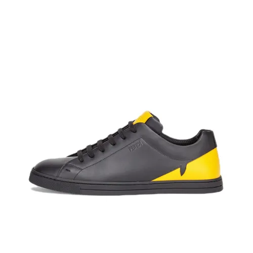 FENDI Skateboard Shoes Men Low-Top Black/Yellow