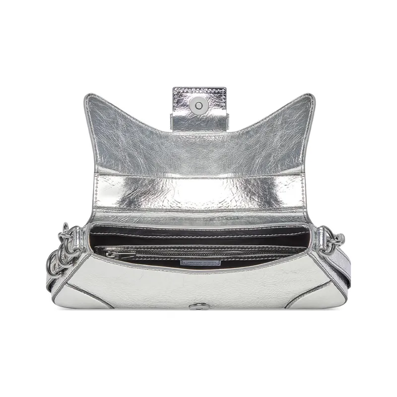 Balenciaga LINDSAY Cow Leather Portable Crossbody Bag Shoulder Bag Women's Silver-4