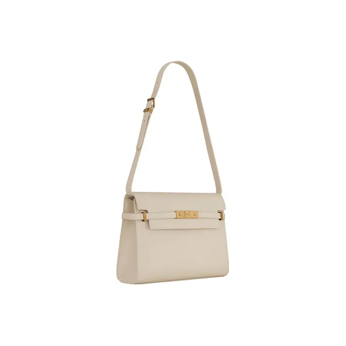 SAINT LAURENT MANHATTAN Cow Leather Crossbody Bag, Shoulder Bag Women's Vintage White-3