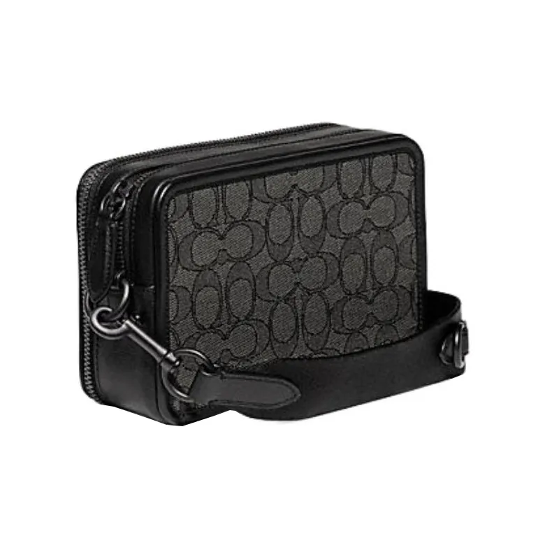 COACH Charter Fabric With Cow Leather Shoulder Bag, Crossbody Bag Men's Black-2
