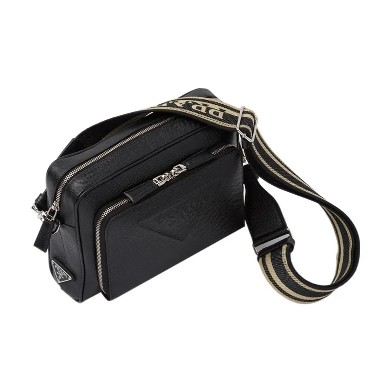 PRADA Saffiano Leather Messenger Bag Crossbody Bag Shoulder Bag Men's Black-1
