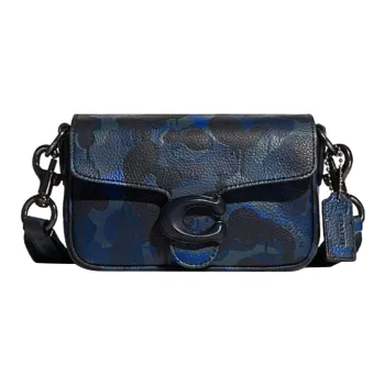 COACH Tabby Cow Leather Shoulder Bag, Crossbody Bag Trumpets Men's Blue & Black