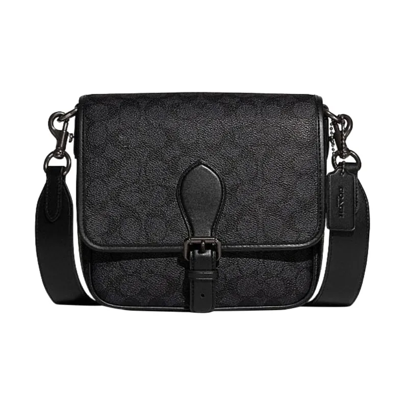 COACH Frankie Artificial Leather Shoulder Bag, Crossbody Bag Trumpets Men's Black-0