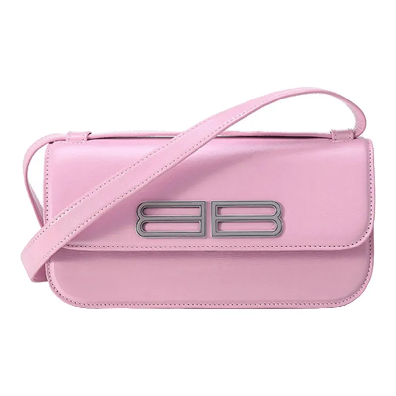 Balenciaga Gossip Cow Leather Shoulder Bag Portable Crossbody Bag Shoulder Bag Small Size Women's Light Pink-0