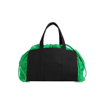 Bottega Veneta Roll Up Linen Cotton Blend Handbag Men's Green/Black