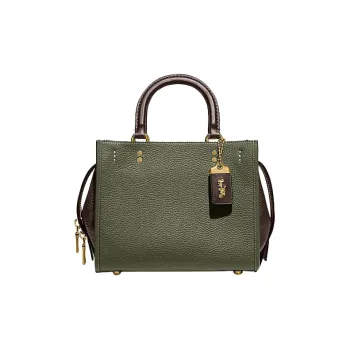 COACH Rogue Cow Leather Handbag Shoulder Bag Crossbody Bag Medium Size Women's Olive Green