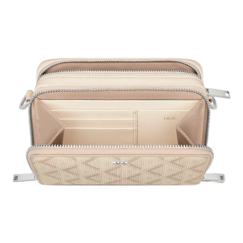 DIOR Canvas With Calfskin Messenger Bag, Portable One Shoulder Crossbody Clutch Regular Men's Beige-2