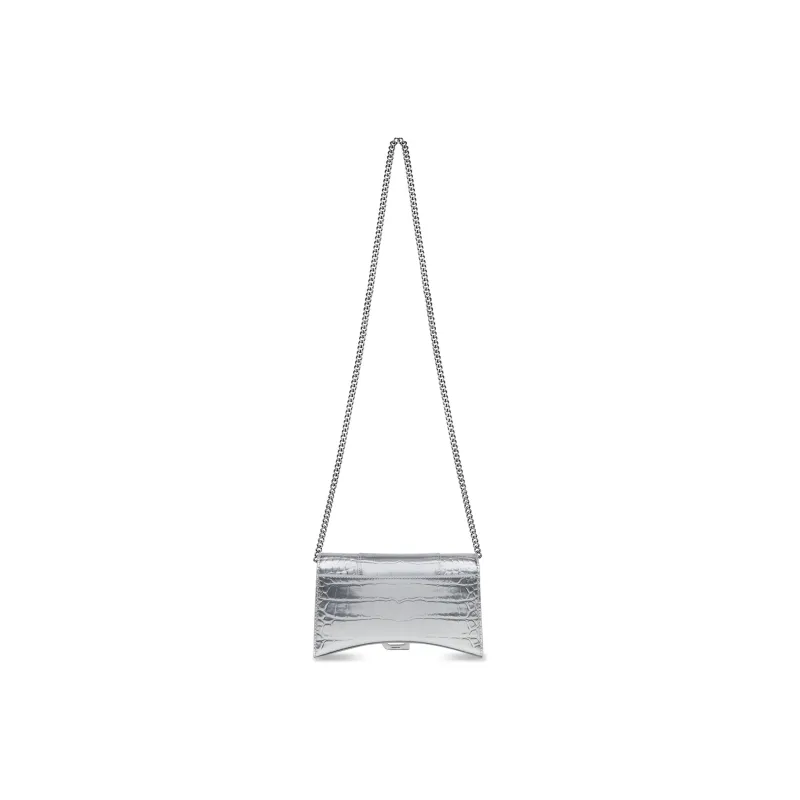 Balenciaga Hourglass Cow Leather Hourglass Bag Shoulder Bag Crossbody Bag Wallet Women's Silver-3