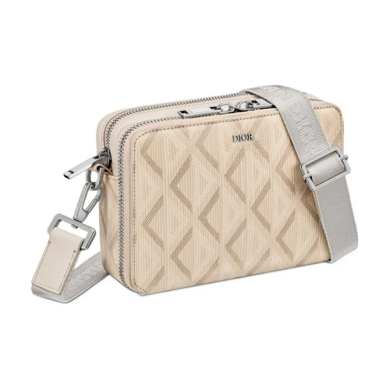 DIOR Canvas With Calfskin Messenger Bag, Portable One Shoulder Crossbody Clutch Regular Men's Beige-1