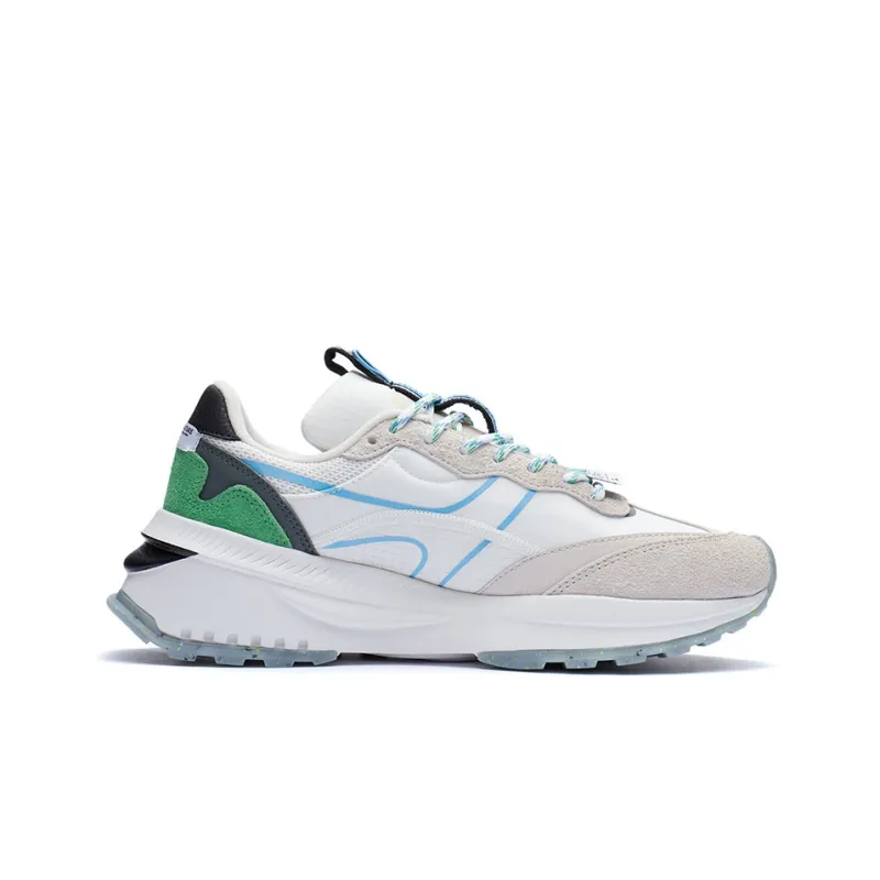 LiNing Cushioned Slip Resistant Abrasion Resistant Low Top Casual Running Shoes Men's White Sand Gray-1