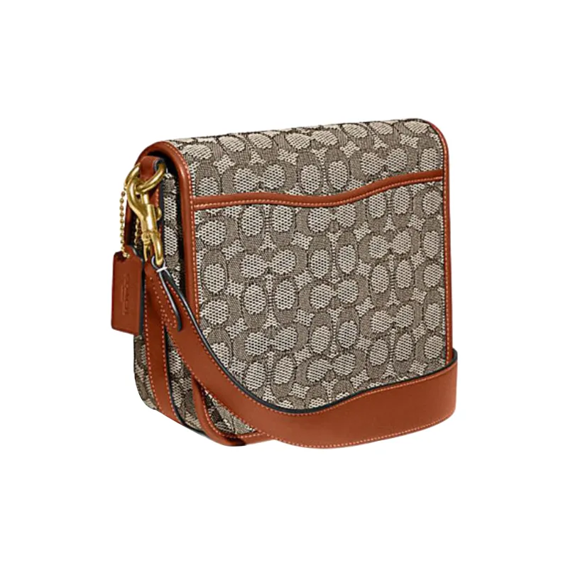 COACH Frankie Glove Tanned Leather With Fabric Lining Shoulder Bag Crossbody Bag Small Size Women's Monogram Brown-1