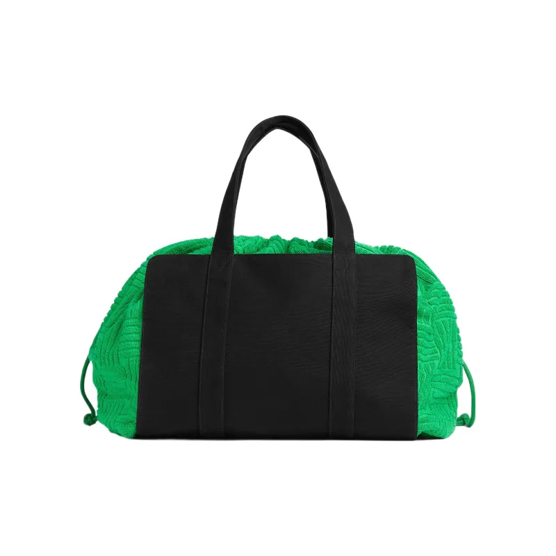 Bottega Veneta Roll Up Linen Cotton Blend Handbag Men's Green/Black-2