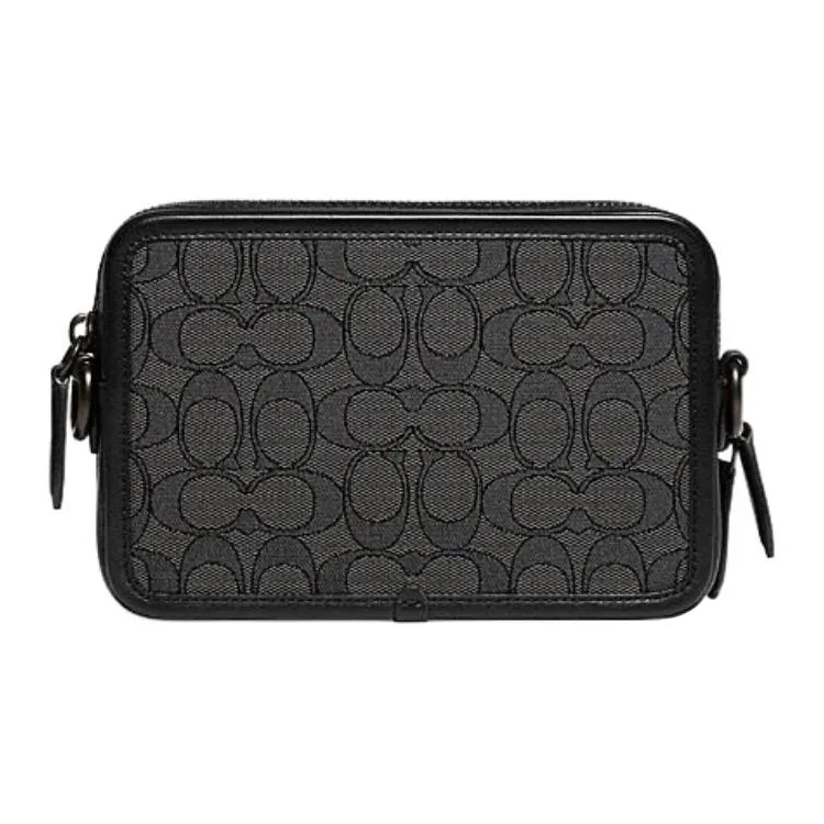 COACH Charter Fabric With Cow Leather Shoulder Bag, Crossbody Bag Men's Black-1