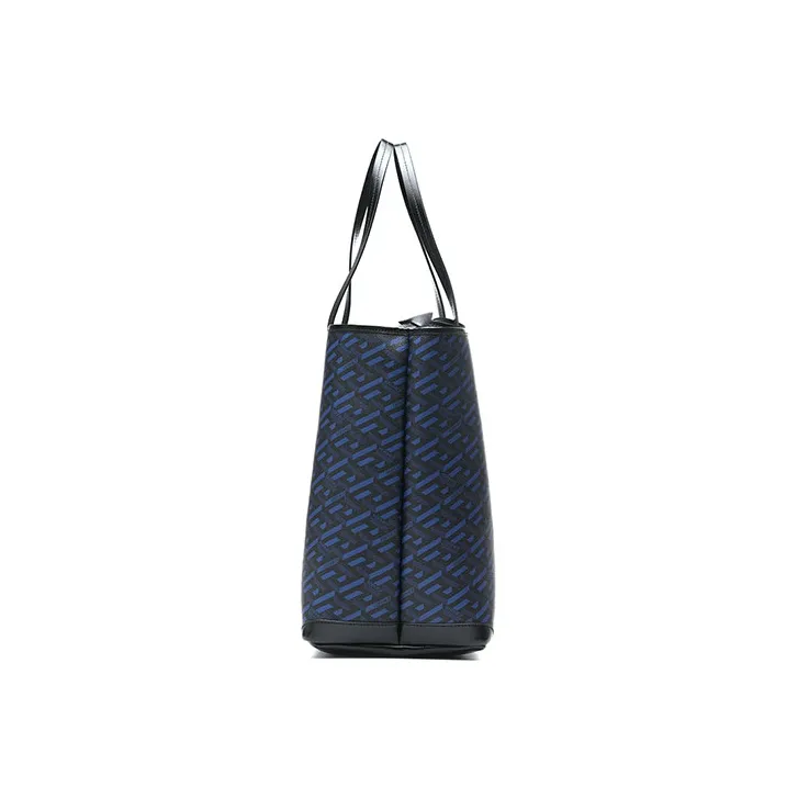 VERSACE Cow Leather Tote Bag Shopping Bag Shoulder Bag Handbag Unisex Dark Blue-5