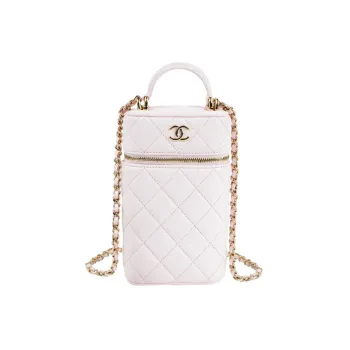 CHANEL Lambskin Chain Bag Cell Phone Pouch Women's Pink