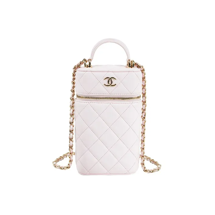 CHANEL Lambskin Chain Bag Cell Phone Pouch Women's Pink-0