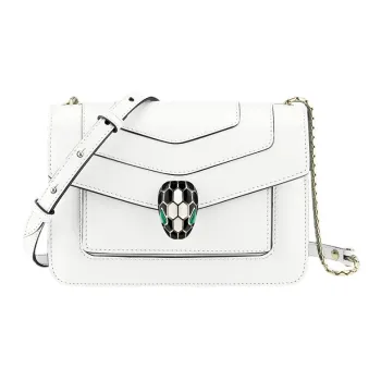 BVLGARI Calfskin Crossbody Bags Shoulder Bags Women's White Agate Color