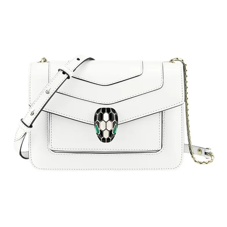 BVLGARI Calfskin Crossbody Bag, Shoulder Bag Women's White Agate Color-0