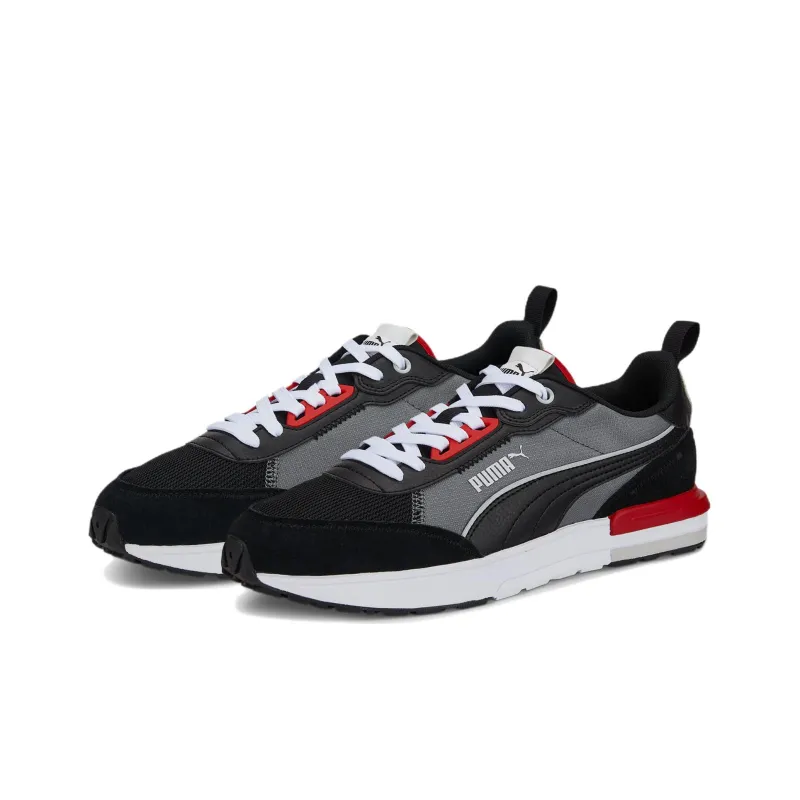 PUMA R22 Low Top Casual Shoes Unisex Black Red-2