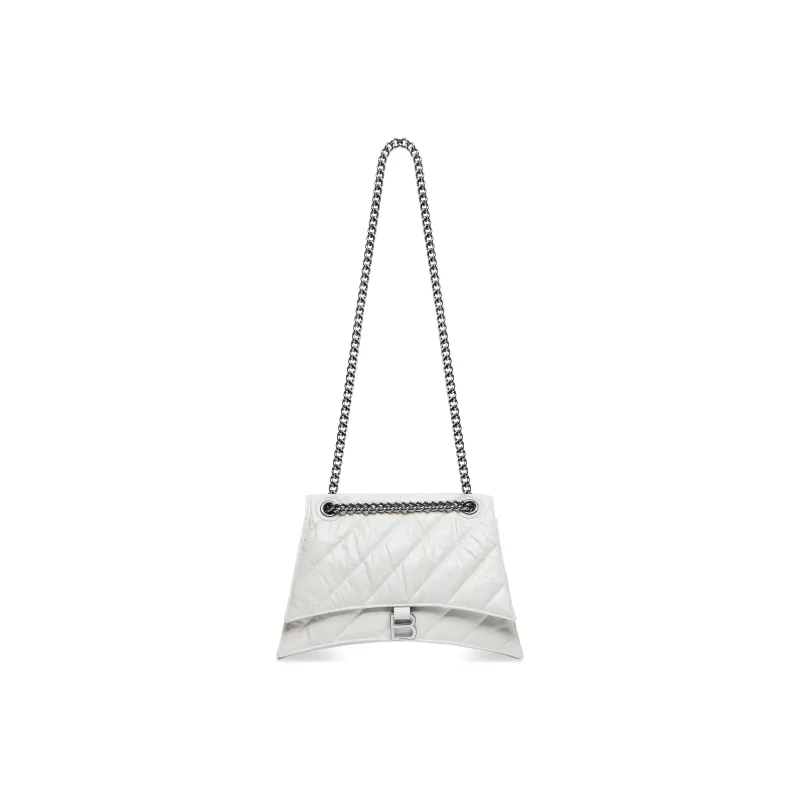 Balenciaga CRUSH Cow Leather Hourglass Bag, Crossbody Bag, Shoulder Bag Women's White-4