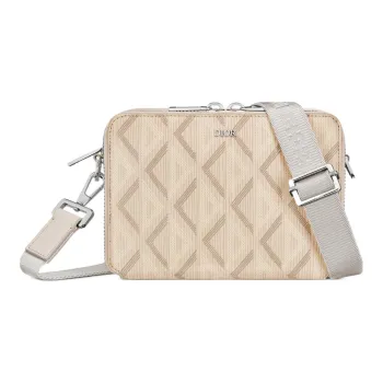 DIOR Canvas With Calfskin Messenger Bag, Portable One Shoulder Crossbody Clutch Regular Men's Beige