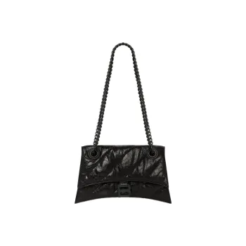 Balenciaga Crush Small Chain Quilted Bag Black