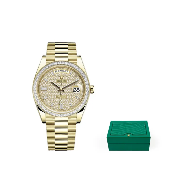 ROLEX Week type Calendar Collection Automatic Mechanical Movement Men's Watch 40mm White Dial 18ct Gold Watch Case-1