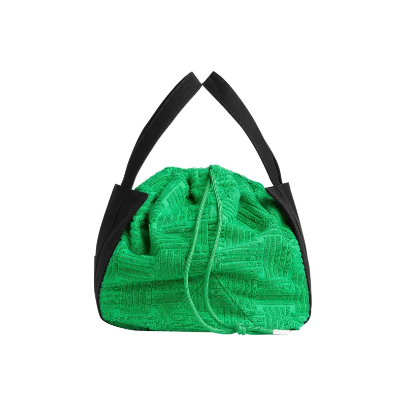 Bottega Veneta Roll Up Linen Cotton Blend Handbag Men's Green/Black-1