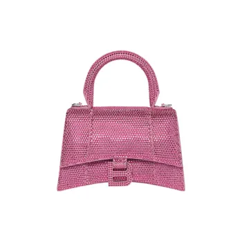 Balenciaga Hourglass Xs Hangbag With Rhinestones Pink