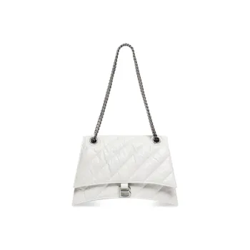 Balenciaga CRUSH Cow Leather Hourglass Bag, Crossbody Bag, Shoulder Bag Women's White