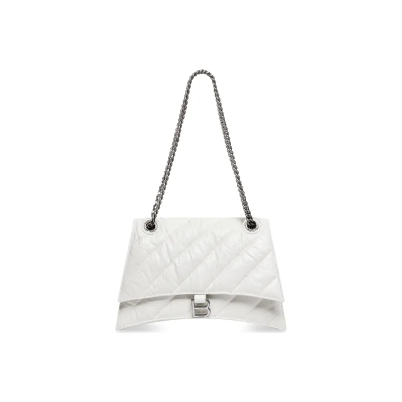 Balenciaga CRUSH Cow Leather Hourglass Bag, Crossbody Bag, Shoulder Bag Women's White-0