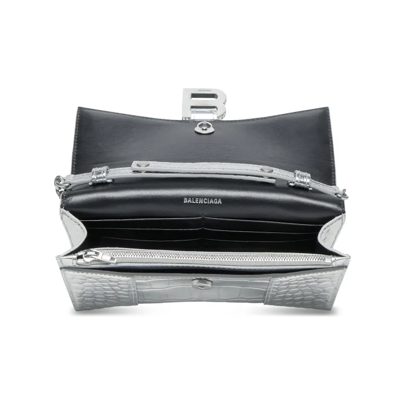 Balenciaga Hourglass Cow Leather Hourglass Bag Shoulder Bag Crossbody Bag Wallet Women's Silver-5