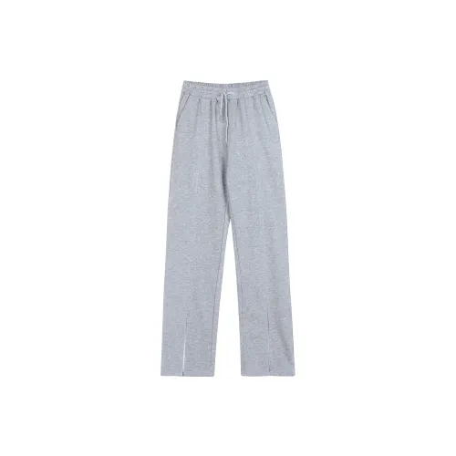 Leather Cat Knitted Sweatpants Women's Gray