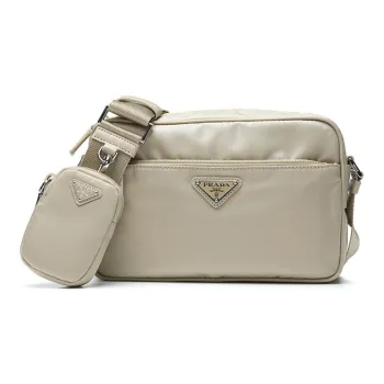 PRADA Fabric Crossbody Bag Women's Beige
