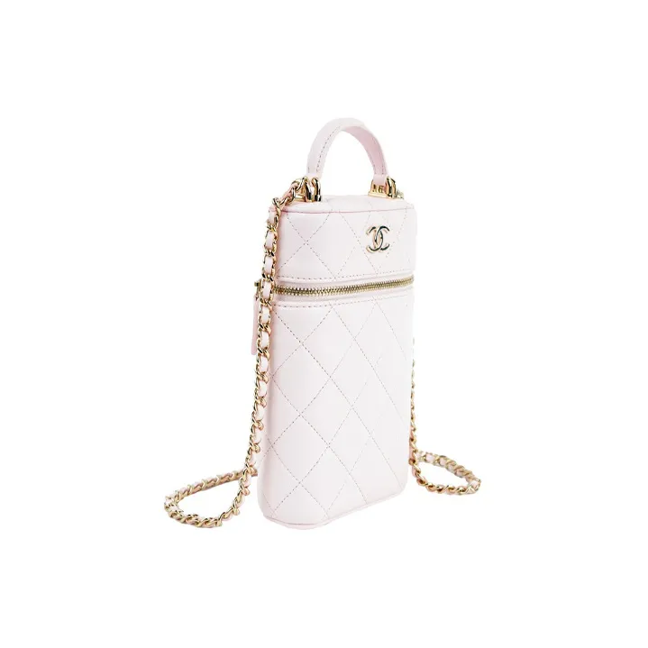 CHANEL Lambskin Chain Bag Cell Phone Pouch Women's Pink-1